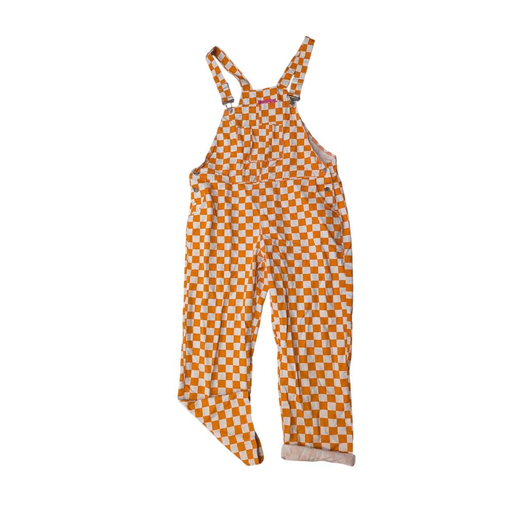 Gezour Orange and White Checkered Gameday Overalls Size L - Picture 2 of 6